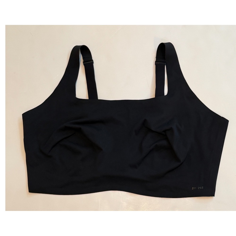 SKIMS Fits Everybody Square Neck Bra Onyx Black Bralette 4X RN158973